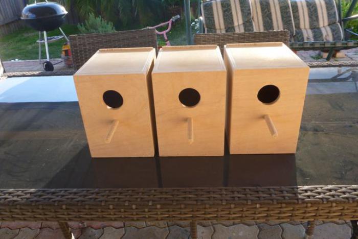 PLYWOOD BUDGIE NEST BOXES FOR OUTSIDE OF BREEDING CABINETS