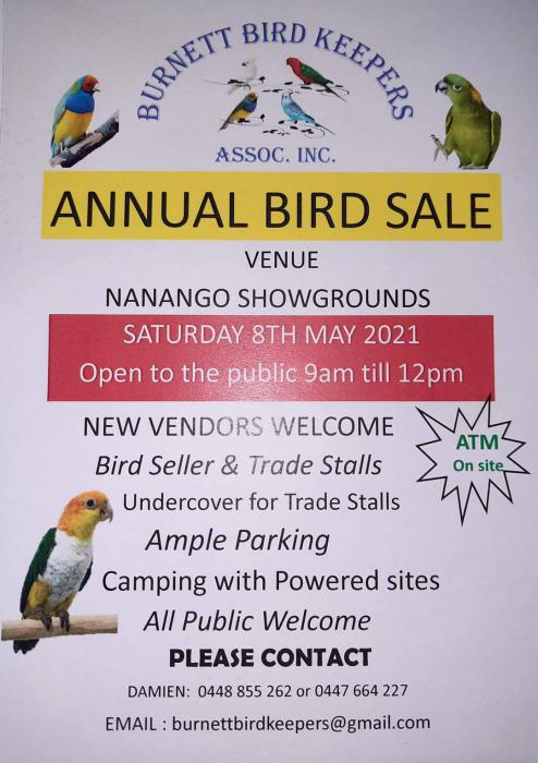 Nanango bird sale this Saturday 