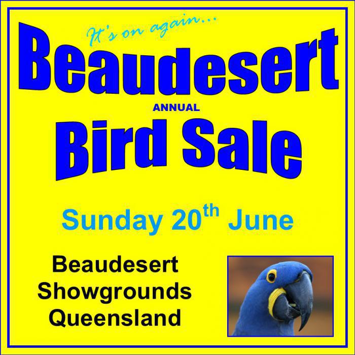 Beaudesert Bird Sale THIS Sunday 20th June