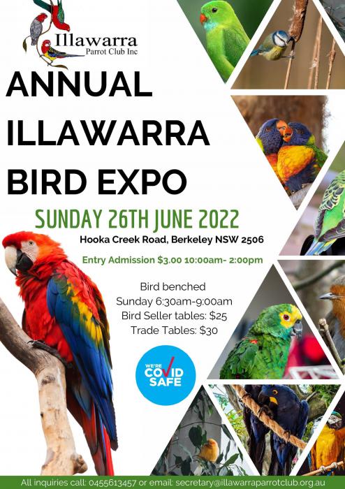 Illawarra Parrot Club Bird Sale and Expo Sunday 26 June 22